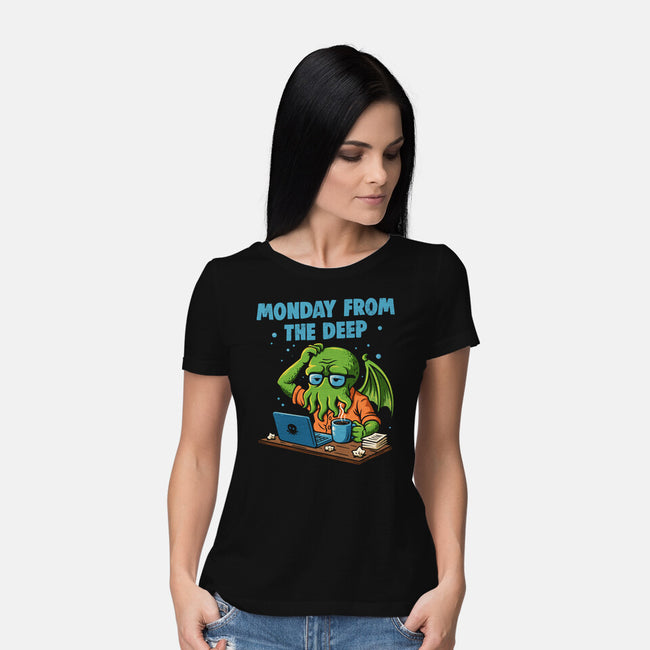 Monday From The Deep-Womens-Basic-Tee-Marinho