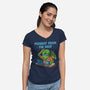 Monday From The Deep-Womens-V-Neck-Tee-Marinho