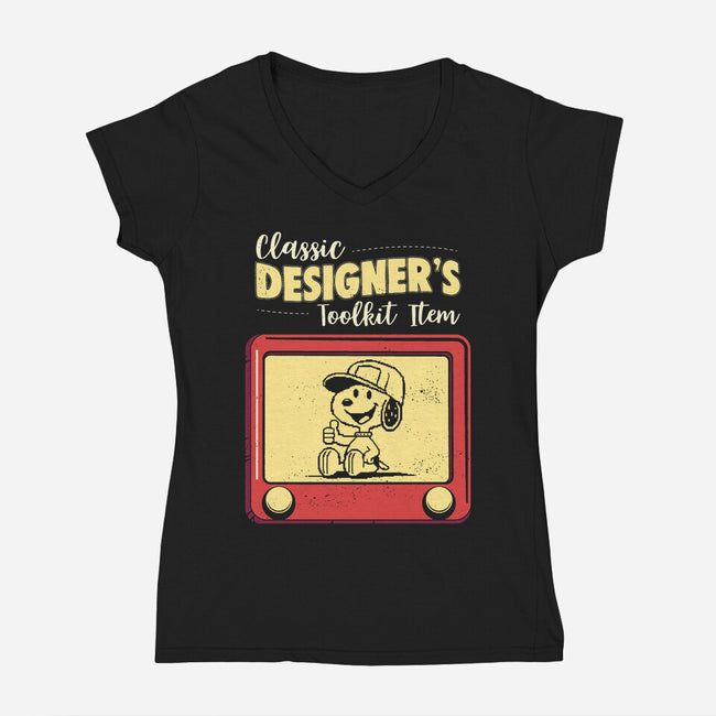 Classic Designer's Toolkit-Womens-V-Neck-Tee-Marinho