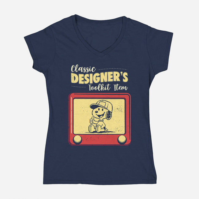 Classic Designer's Toolkit-Womens-V-Neck-Tee-Marinho
