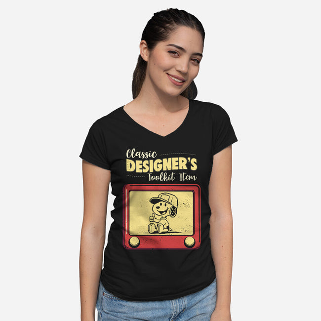Classic Designer's Toolkit-Womens-V-Neck-Tee-Marinho