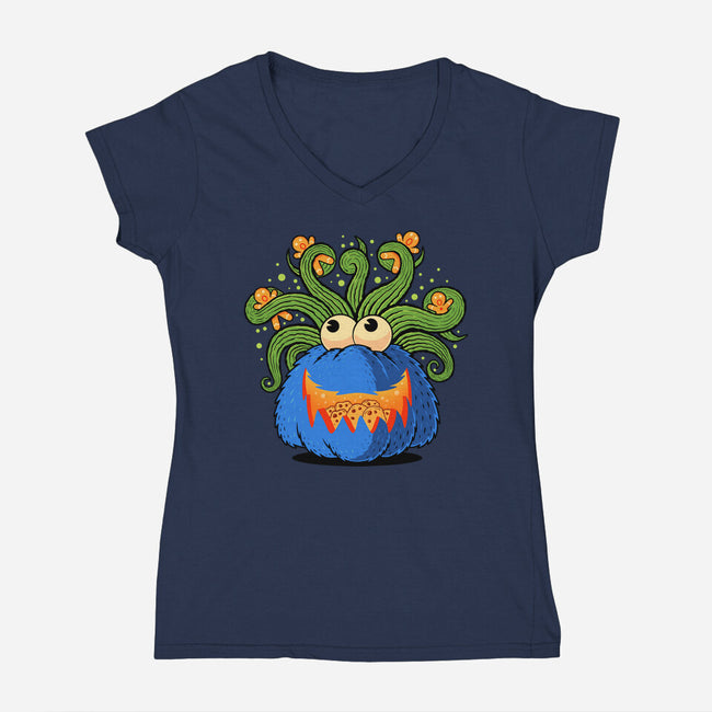 Pumpkin Monster Attack-Womens-V-Neck-Tee-erion_designs
