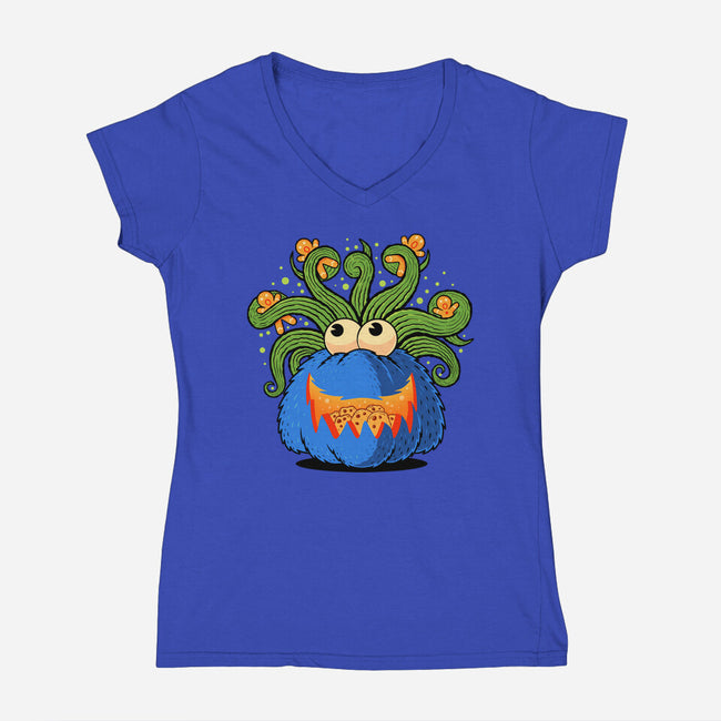 Pumpkin Monster Attack-Womens-V-Neck-Tee-erion_designs