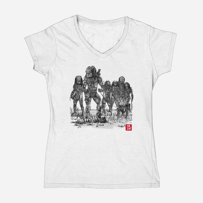 Seven Hunters Sumi-e-Womens-V-Neck-Tee-DrMonekers