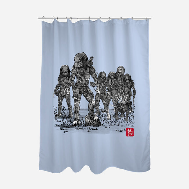 Seven Hunters Sumi-e-None-Polyester-Shower Curtain-DrMonekers