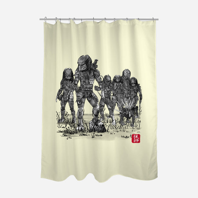 Seven Hunters Sumi-e-None-Polyester-Shower Curtain-DrMonekers