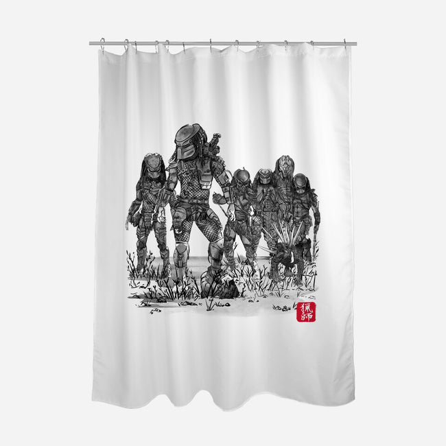 Seven Hunters Sumi-e-None-Polyester-Shower Curtain-DrMonekers