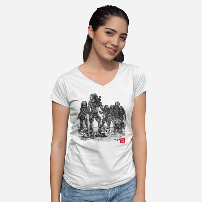 Seven Hunters Sumi-e-Womens-V-Neck-Tee-DrMonekers