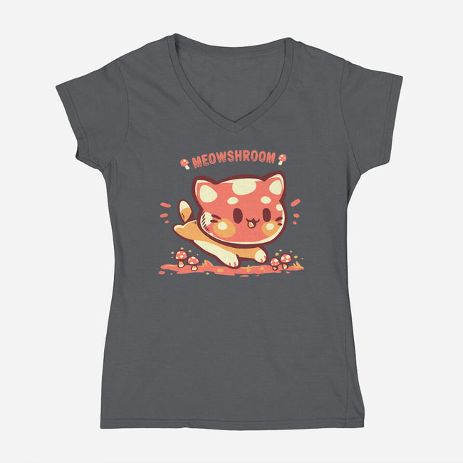 Meowshroom-Womens-V-Neck-Tee-TechraNova