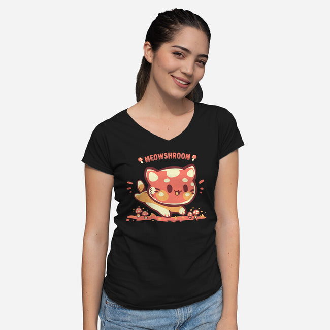 Meowshroom-Womens-V-Neck-Tee-TechraNova