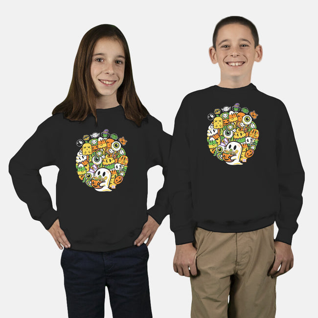 Hallow-Doodle-Ween-Youth-Crew Neck-Sweatshirt-krisren28
