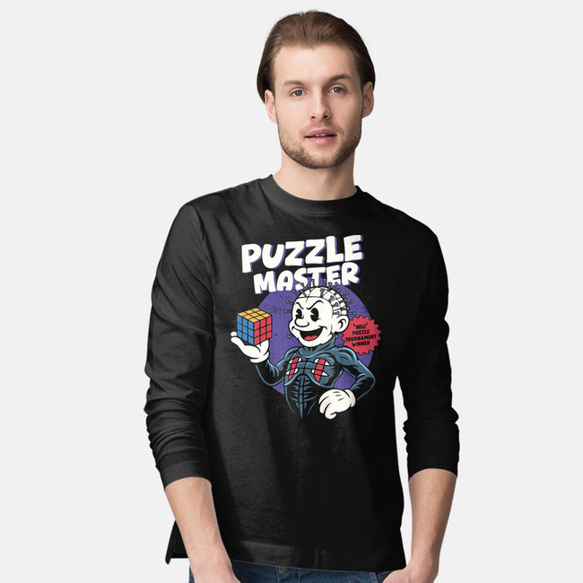 Puzzle Master-Mens-Long Sleeved-Tee-Marinho