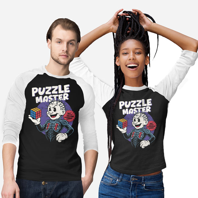 Puzzle Master-Unisex-Baseball-Tee-Marinho