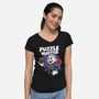 Puzzle Master-Womens-V-Neck-Tee-Marinho
