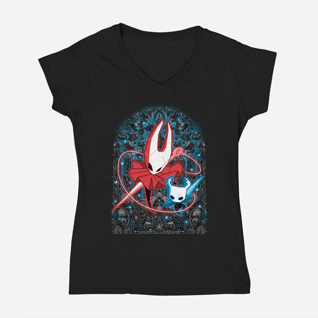 Mosaic Hornet-Womens-V-Neck-Tee-zybbhorn