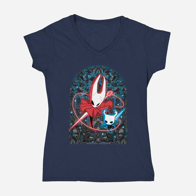 Mosaic Hornet-Womens-V-Neck-Tee-zybbhorn