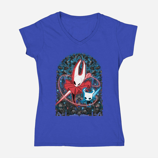 Mosaic Hornet-Womens-V-Neck-Tee-zybbhorn