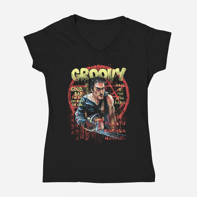 Groovy Painting-Womens-V-Neck-Tee-zascanauta