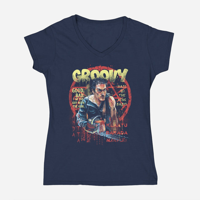 Groovy Painting-Womens-V-Neck-Tee-zascanauta