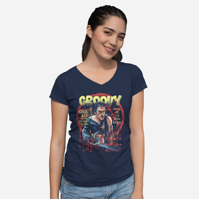 Groovy Painting-Womens-V-Neck-Tee-zascanauta