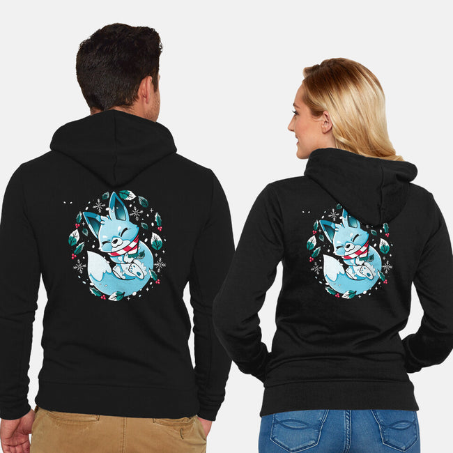Winter Fox-Unisex-Zip-Up-Sweatshirt-Vallina84