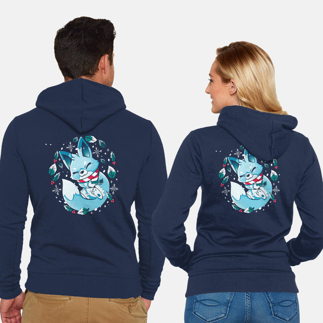 Winter Fox-Unisex-Zip-Up-Sweatshirt-Vallina84