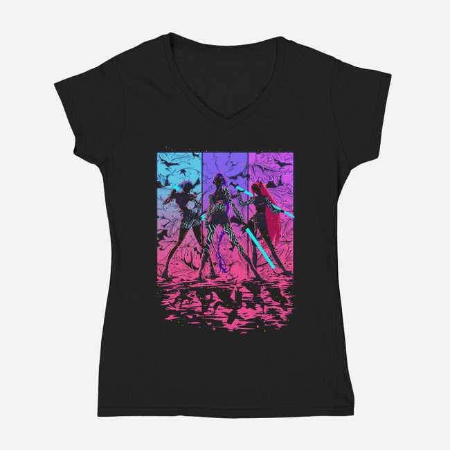Born To Glow-Womens-V-Neck-Tee-Ionfox