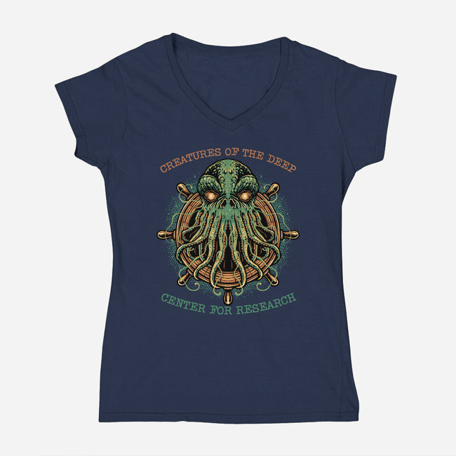 Creatures Of The Deep-Womens-V-Neck-Tee-glitchygorilla