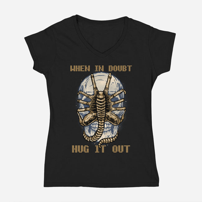 When In Doubt Hug It Out-Womens-V-Neck-Tee-glitchygorilla