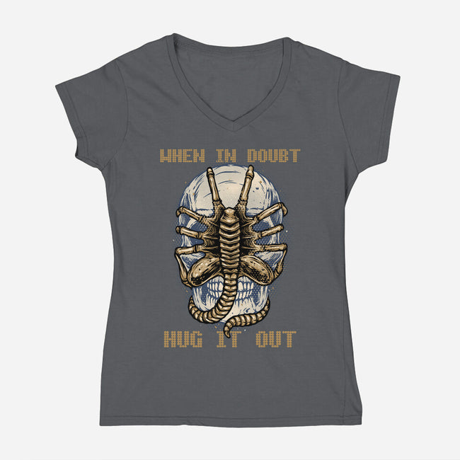 When In Doubt Hug It Out-Womens-V-Neck-Tee-glitchygorilla