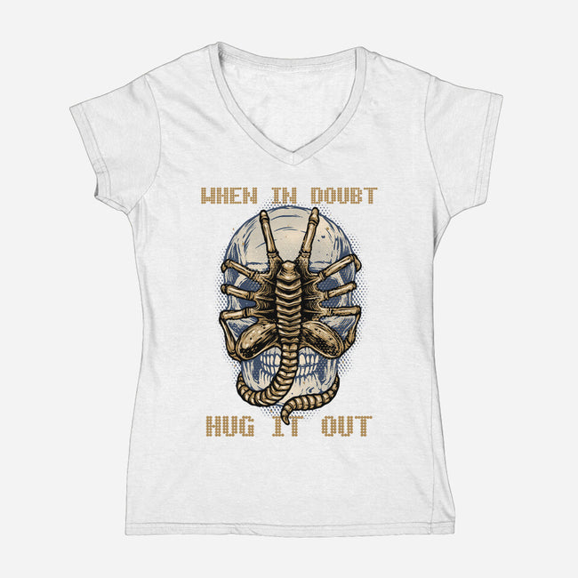 When In Doubt Hug It Out-Womens-V-Neck-Tee-glitchygorilla