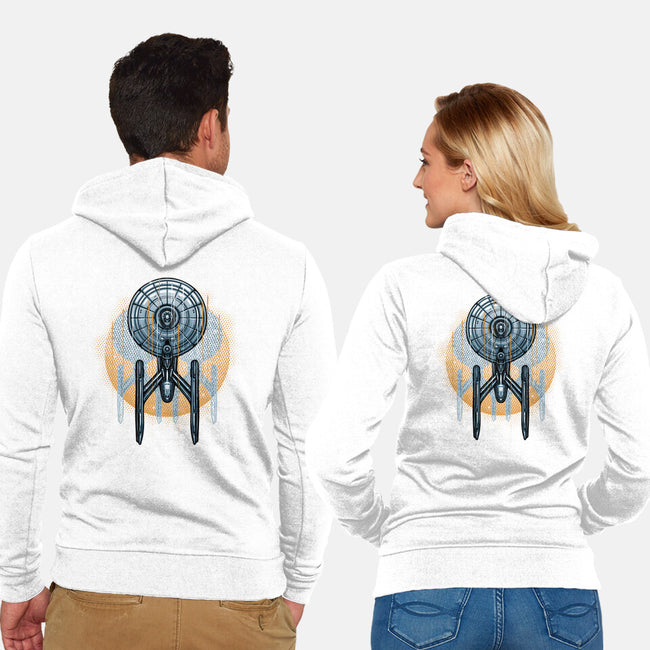 The Sun And The Enterprise-Unisex-Zip-Up-Sweatshirt-glitchygorilla