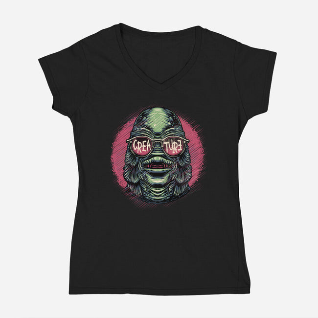 Creature Feature-Womens-V-Neck-Tee-glitchygorilla