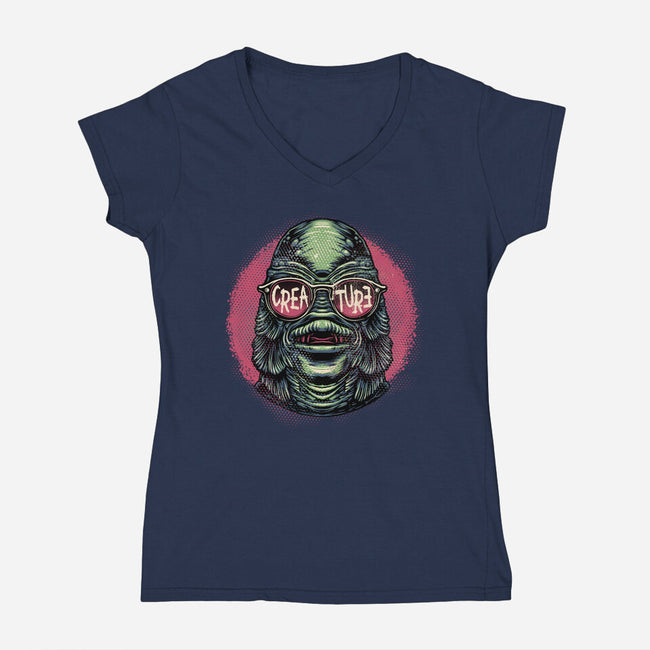 Creature Feature-Womens-V-Neck-Tee-glitchygorilla