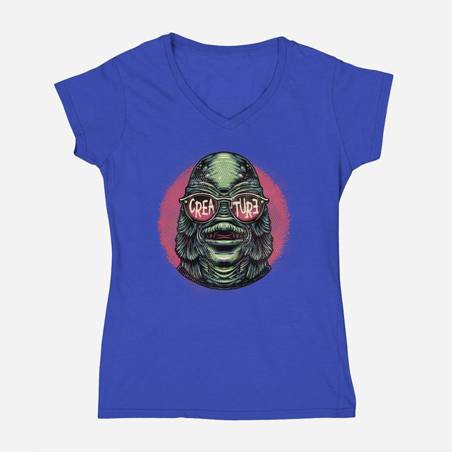 Creature Feature-Womens-V-Neck-Tee-glitchygorilla