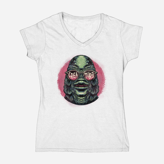 Creature Feature-Womens-V-Neck-Tee-glitchygorilla