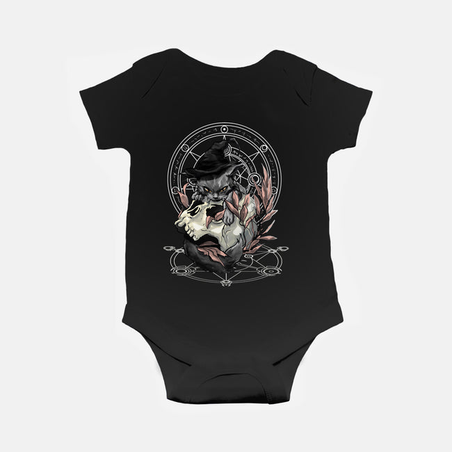 Black Witch Cat-Baby-Basic-Onesie-fanfabio