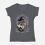 Black Witch Cat-Womens-V-Neck-Tee-fanfabio