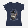 Black Witch Cat-Womens-V-Neck-Tee-fanfabio