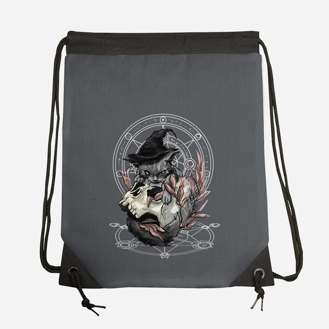 Black Witch Cat-None-Drawstring-Bag-fanfabio