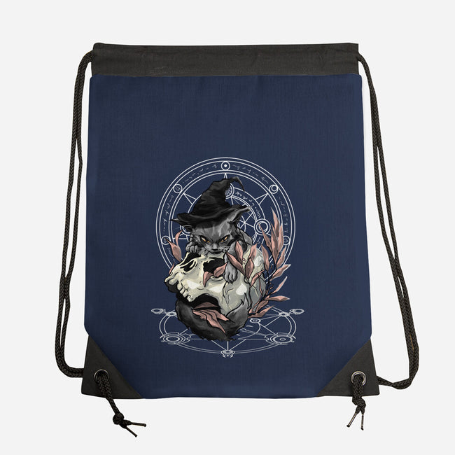 Black Witch Cat-None-Drawstring-Bag-fanfabio