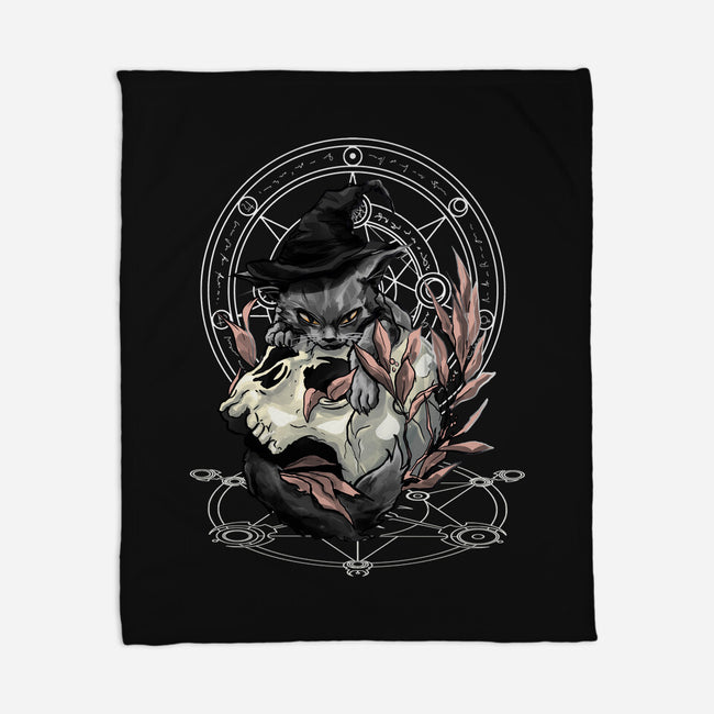 Black Witch Cat-None-Fleece-Blanket-fanfabio