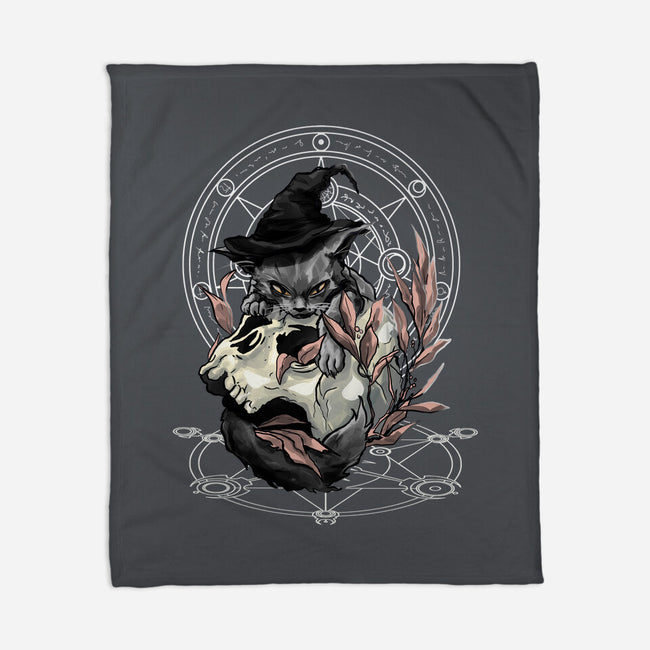 Black Witch Cat-None-Fleece-Blanket-fanfabio