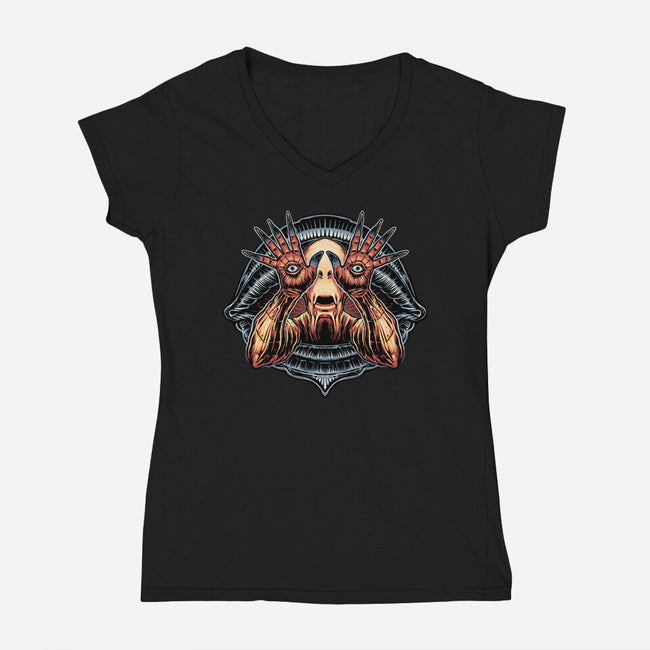 The Pale Man Sees-Womens-V-Neck-Tee-glitchygorilla
