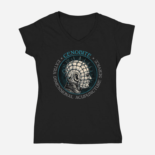 Extra Dimensional Acupuncture-Womens-V-Neck-Tee-glitchygorilla