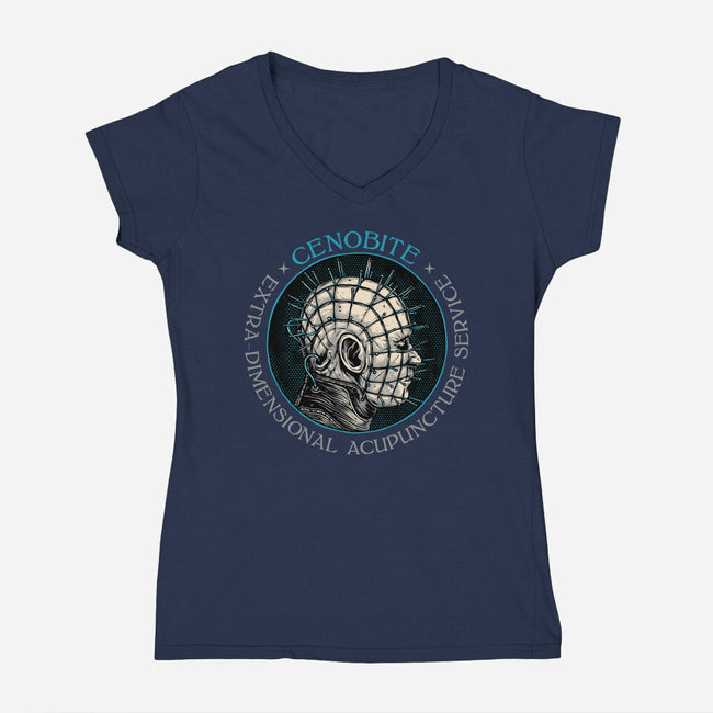 Extra Dimensional Acupuncture-Womens-V-Neck-Tee-glitchygorilla