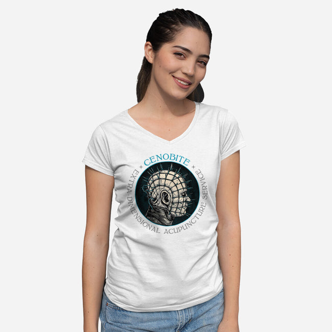 Extra Dimensional Acupuncture-Womens-V-Neck-Tee-glitchygorilla