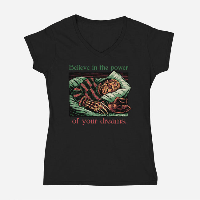 The Power Of Dreams-Womens-V-Neck-Tee-glitchygorilla