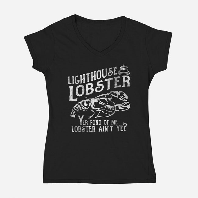 Lighthouse Lobster-Womens-V-Neck-Tee-piercek26