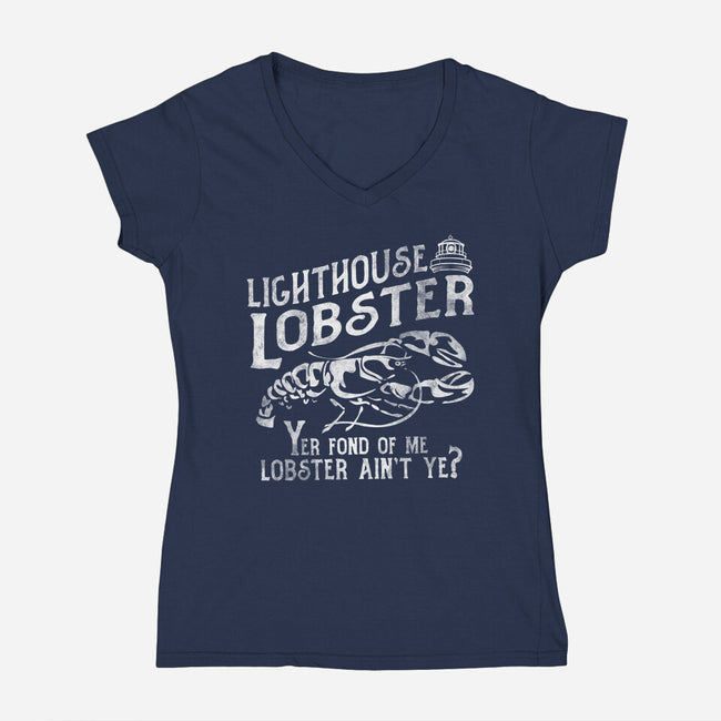Lighthouse Lobster-Womens-V-Neck-Tee-piercek26